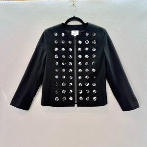 Akris Punto - women’s Sequin Embellished short blazer black full zip up jacket 8